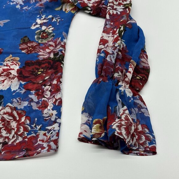 Elie Tahari Size XS Spring Blossom Print Sheer Chiffon Long Sleeve Blouse NWT - Picture 9 of 11